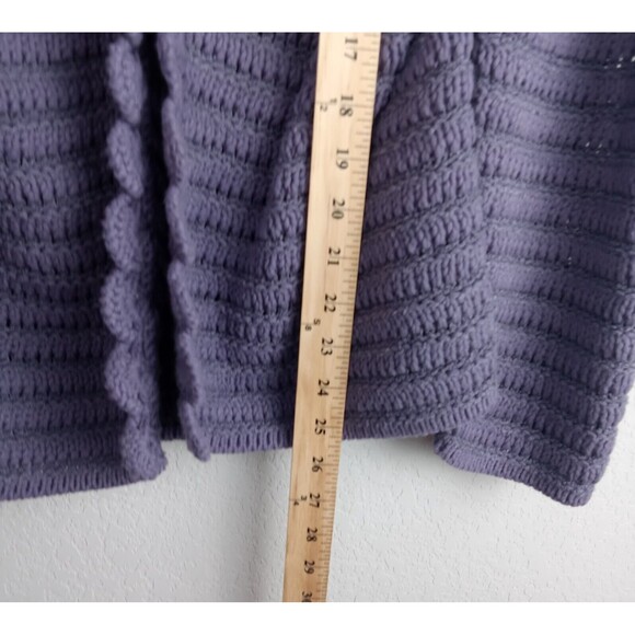 Cardigan Sweater Women's XL Lavender Purple One Button Chunky Knit Grandmacore - Picture 6 of 15